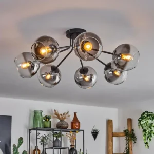 hofstein Plafonnier - Verre Koyoto Clair, Fumé, 7 lumières* Lampes Modernes