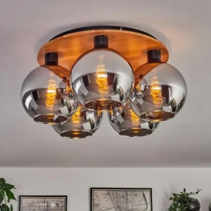 hofstein Plafonnier - Verre Koyoto Écru, Noir, 5 lumières* Lampes Modernes