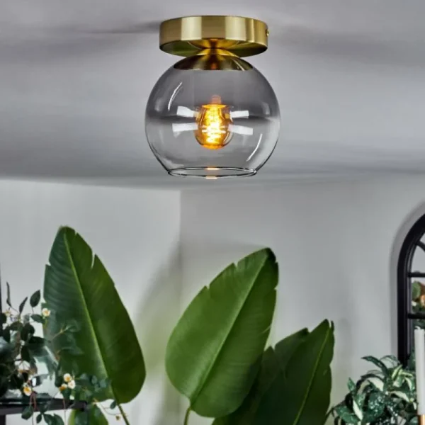 hofstein Plafonnier - Verre Koyoto Laiton, 1 lumière* Lampes Modernes