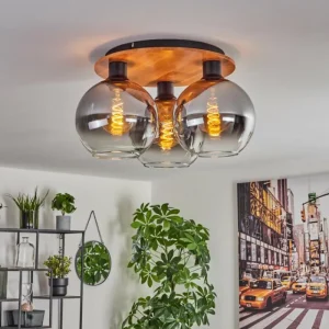 hofstein Plafonnier - Verre Koyoto Écru, Noir, 3 lumières* Lampes Modernes