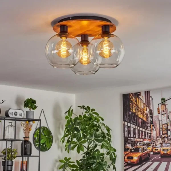 hofstein Plafonnier - Verre Koyoto Écru, Noir, 3 lumières* Lampes Modernes