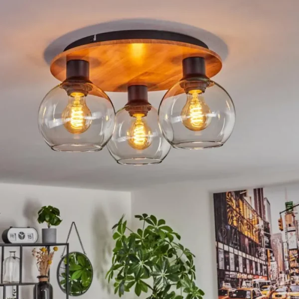 hofstein Plafonnier - Verre Koyoto Écru, Noir, 3 lumières* Lampes Modernes