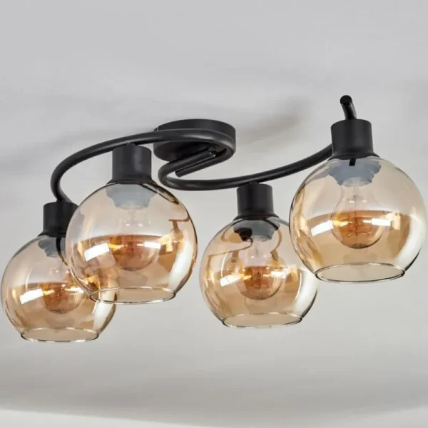 hofstein Plafonnier - Verre Koyoto Ambre, 4 lumières* Lampes En Verre