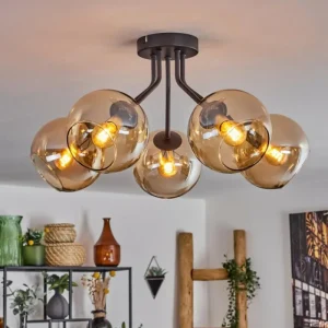 hofstein Plafonnier - Verre Koyoto Ambre, 5 lumières* Lampes En Verre