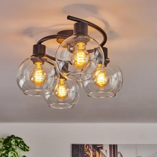 hofstein Plafonnier - Verre Koyoto Clair, 4 lumières* Lampes En Verre