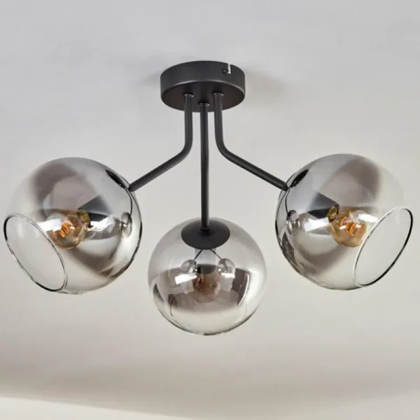 hofstein Plafonnier - Verre Koyoto Noir, 3 lumières* Lampes Modernes