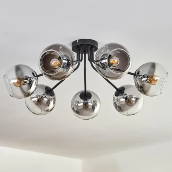 hofstein Plafonnier - Verre Koyoto Clair, Fumé, 7 lumières* Lampes Modernes