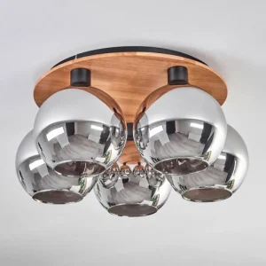 hofstein Plafonnier - Verre Koyoto Écru, Noir, 5 lumières* Lampes Modernes