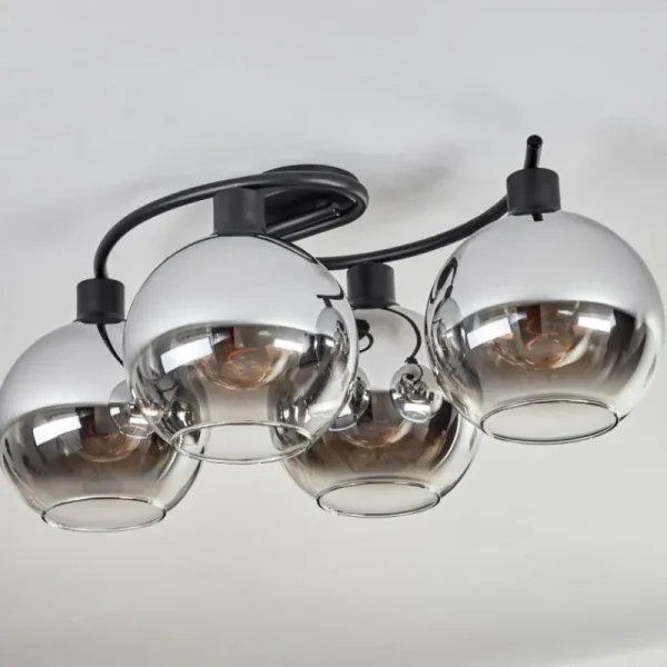 hofstein Plafonnier - Verre Koyoto Chrome, Clair, Fumé, 4 lumières* Lampes Modernes