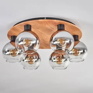 hofstein Plafonnier - Verre Koyoto Écru, Noir, 6 lumières* Lampes Modernes