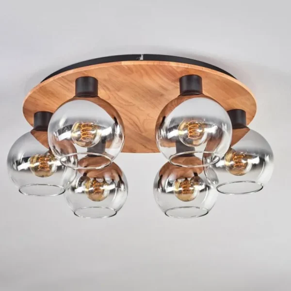 hofstein Plafonnier - Verre Koyoto Écru, Noir, 6 lumières* Lampes Modernes
