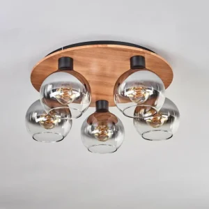 hofstein Plafonnier - Verre Koyoto Écru, Noir, 5 lumières* Lampes Modernes