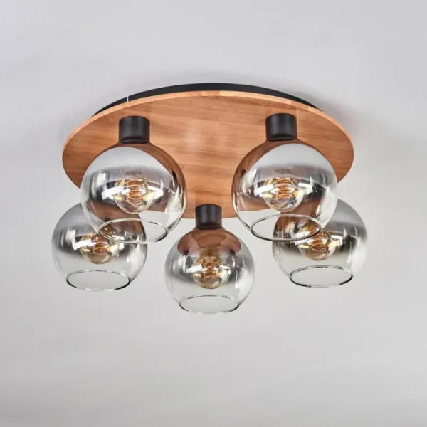 hofstein Plafonnier - Verre Koyoto Écru, Noir, 5 lumières* Lampes Modernes