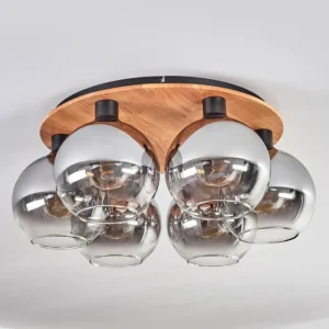 hofstein Plafonnier - Verre Koyoto Écru, Noir, 6 lumières* Lampes Modernes
