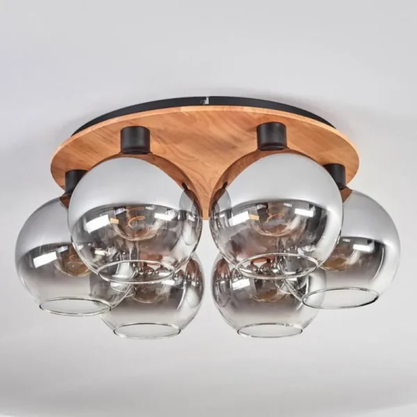hofstein Plafonnier - Verre Koyoto Écru, Noir, 6 lumières* Lampes Modernes