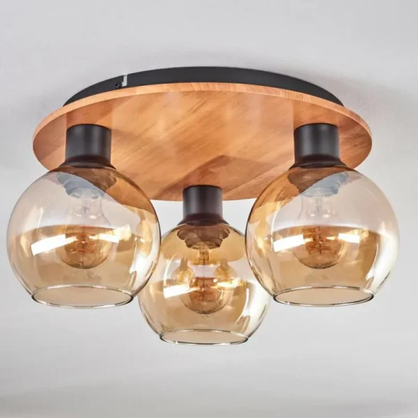hofstein Plafonnier - Verre Koyoto Écru, Noir, 3 lumières* Lampes Modernes