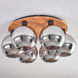 hofstein Plafonnier - Verre Koyoto Écru, Noir, 6 lumières* Lampes Modernes