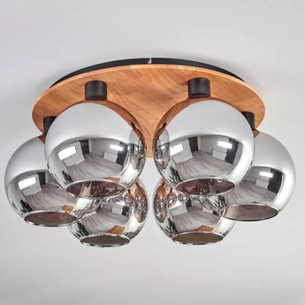hofstein Plafonnier - Verre Koyoto Écru, Noir, 6 lumières* Lampes Modernes