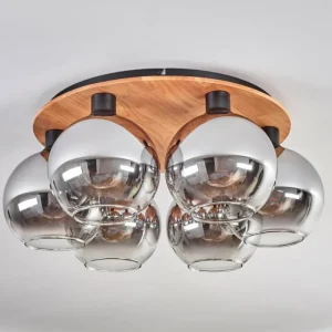 hofstein Plafonnier - Verre Koyoto Écru, Noir, 6 lumières* Lampes Modernes