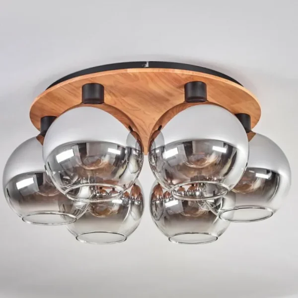 hofstein Plafonnier - Verre Koyoto Écru, Noir, 6 lumières* Lampes Modernes