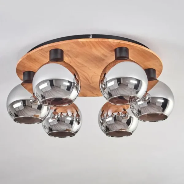 hofstein Plafonnier - Verre Koyoto Écru, Noir, 6 lumières* Lampes Modernes