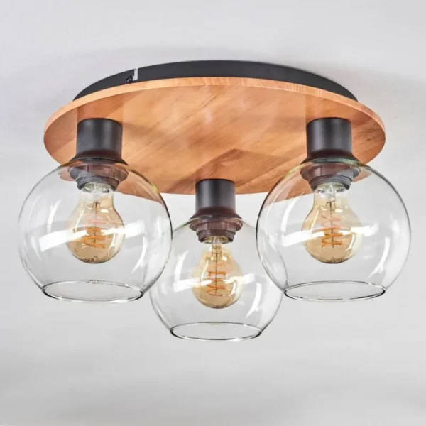 hofstein Plafonnier - Verre Koyoto Écru, Noir, 3 lumières* Lampes Modernes