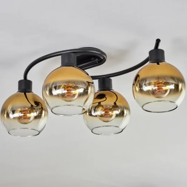 hofstein Plafonnier - Verre Koyoto Or, Clair, 4 lumières* Lampes En Verre