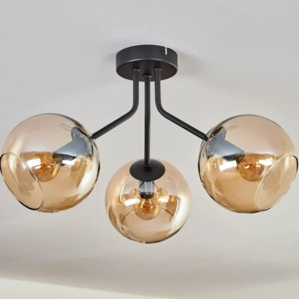 hofstein Plafonnier - Verre Koyoto Ambre, 3 lumières* Lampes En Verre