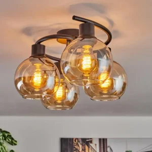 hofstein Plafonnier - Verre Koyoto Ambre, 4 lumières* Lampes En Verre