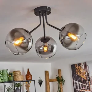 hofstein Plafonnier - Verre Koyoto Noir, 3 lumières* Lampes Modernes