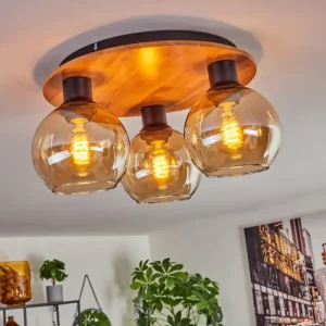 hofstein Plafonnier - Verre Koyoto Écru, Noir, 3 lumières* Lampes Modernes