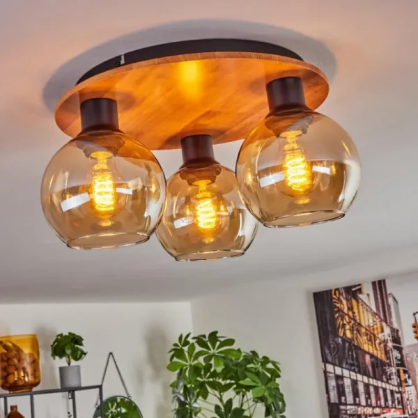 hofstein Plafonnier - Verre Koyoto Écru, Noir, 3 lumières* Lampes Modernes