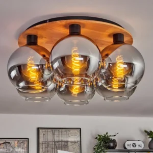hofstein Plafonnier - Verre Koyoto Écru, Noir, 6 lumières* Lampes Modernes