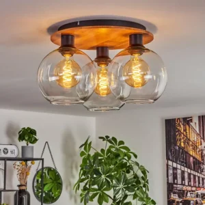 hofstein Plafonnier - Verre Koyoto Écru, Noir, 3 lumières* Lampes Modernes