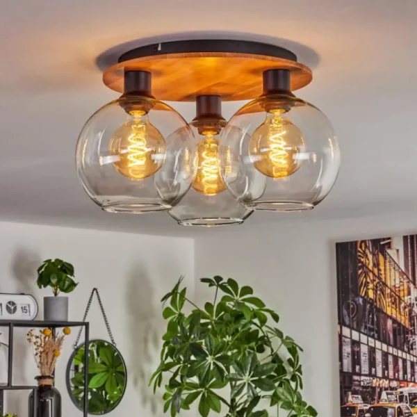 hofstein Plafonnier - Verre Koyoto Écru, Noir, 3 lumières* Lampes Modernes