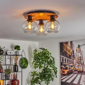 hofstein Plafonnier - Verre Koyoto Écru, Noir, 3 lumières* Lampes Modernes