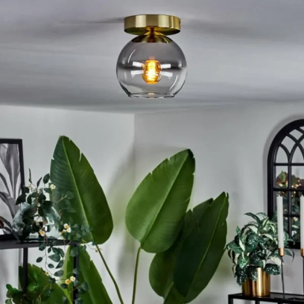 hofstein Plafonnier - Verre Koyoto Laiton, 1 lumière* Lampes Modernes