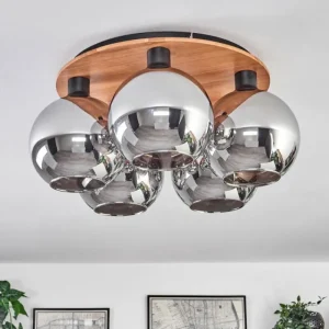 hofstein Plafonnier - Verre Koyoto Écru, Noir, 5 lumières* Lampes Modernes