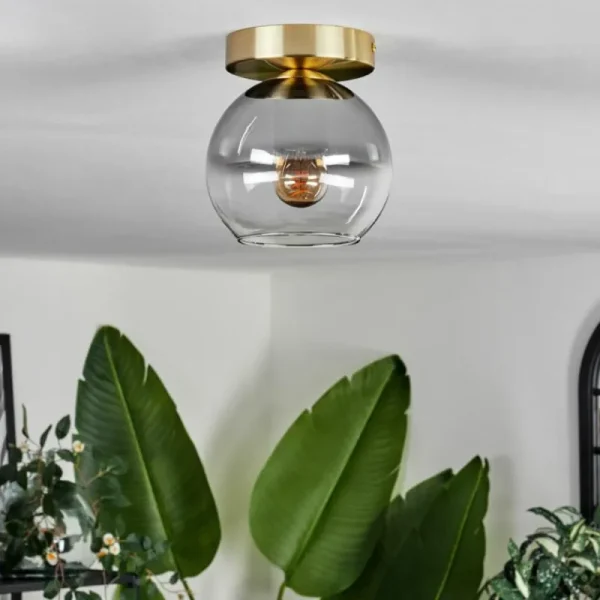 hofstein Plafonnier - Verre Koyoto Laiton, 1 lumière* Lampes Modernes