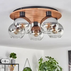 hofstein Plafonnier - Verre Koyoto Écru, Noir, 5 lumières* Lampes Modernes