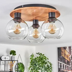 hofstein Plafonnier - Verre Koyoto Écru, Noir, 3 lumières* Lampes Modernes