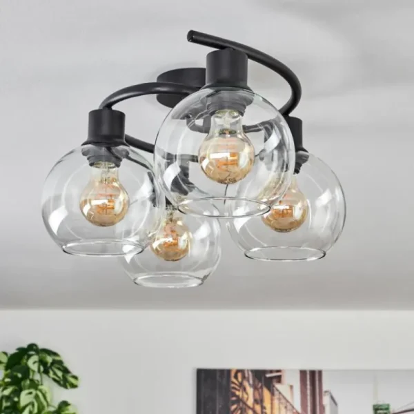hofstein Plafonnier - Verre Koyoto Clair, 4 lumières* Lampes En Verre