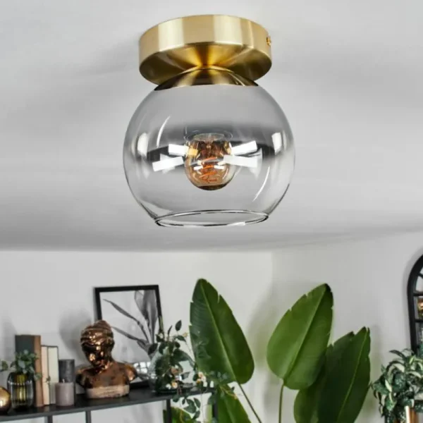 hofstein Plafonnier - Verre Koyoto Laiton, 1 lumière* Lampes Modernes