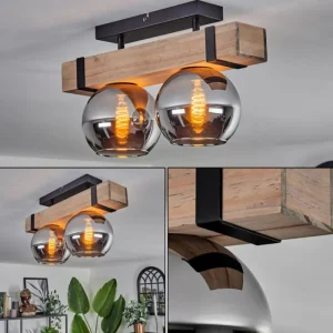 hofstein Plafonnier - Verre Montgomery Écru, Noir, 2 lumières* Lampes Modernes