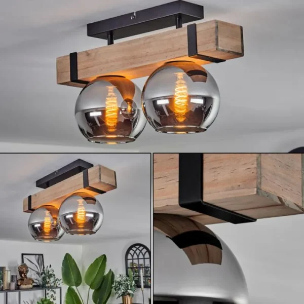 hofstein Plafonnier - Verre Montgomery Écru, Noir, 2 lumières* Lampes Modernes