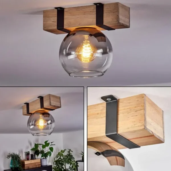 hofstein Plafonnier - Verre Montgomery Écru, Noir, 1 lumière* Lampes Modernes