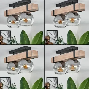 hofstein Plafonnier - Verre Montgomery Écru, Noir, 2 lumières* Lampes Modernes