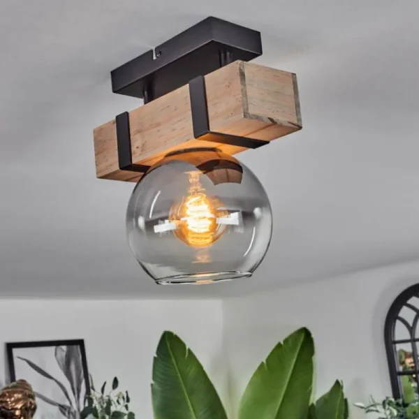 hofstein Plafonnier - Verre Montgomery Écru, Noir, 1 lumière* Lampes Modernes
