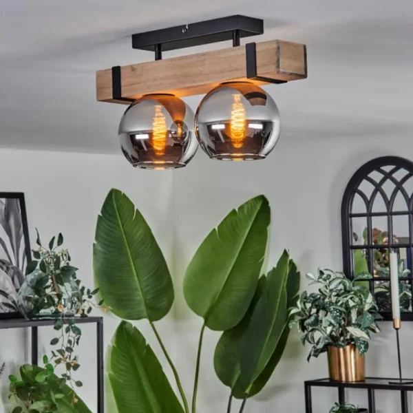 hofstein Plafonnier - Verre Montgomery Écru, Noir, 2 lumières* Lampes Modernes