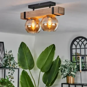 hofstein Plafonnier - Verre Montgomery Écru, Noir, 2 lumières* Lampes Modernes